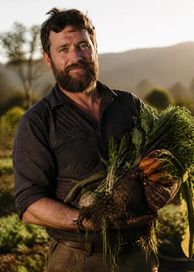 Produit brut entre les mains d'un producteur